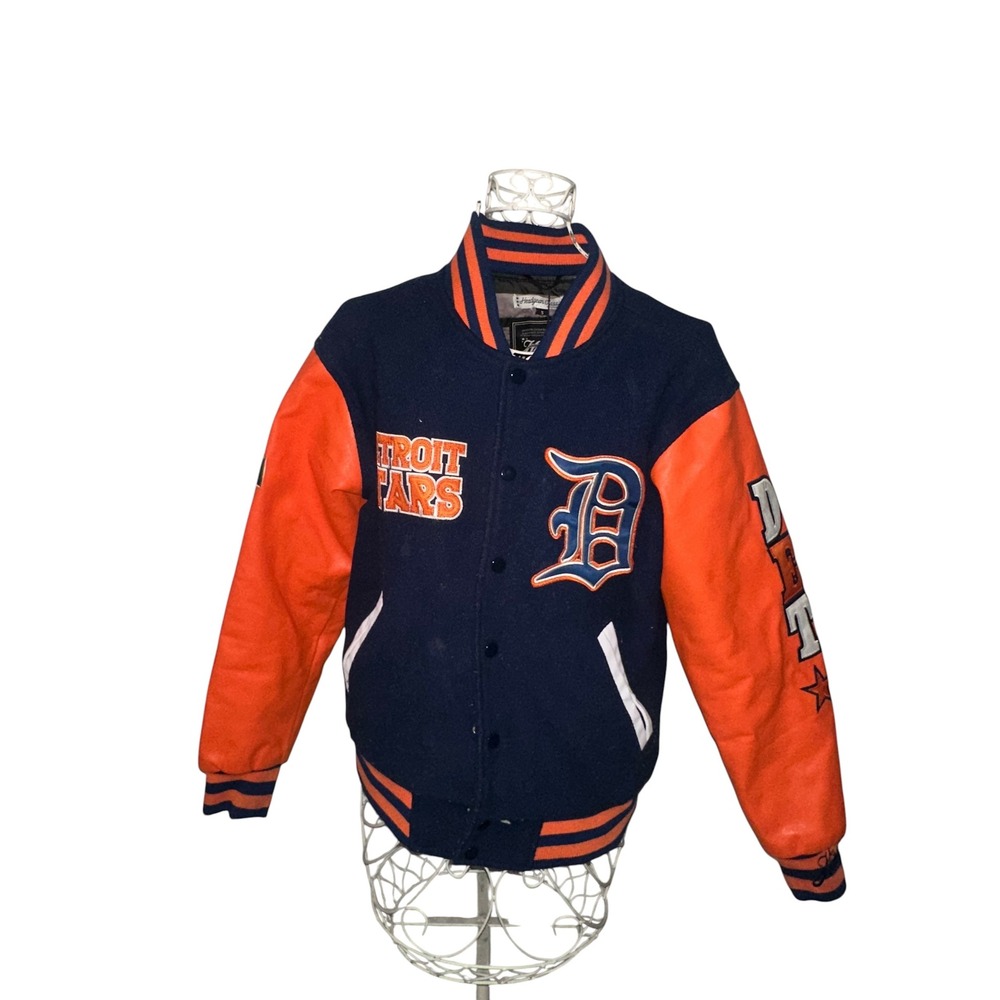 Headgear Classics Detroit Stars Negro League Varsity Jacket Navy Orange Wool S